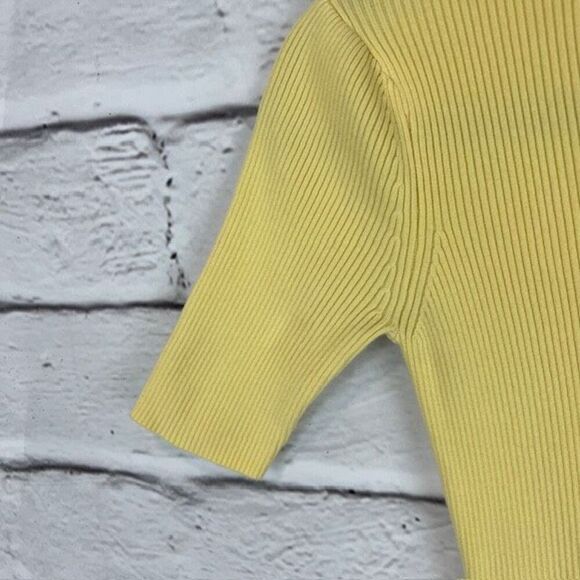 Hatch Maternity Yellow Ribbed Knit Midi Dress Size S Short Sleeve - Picture 6 of 7